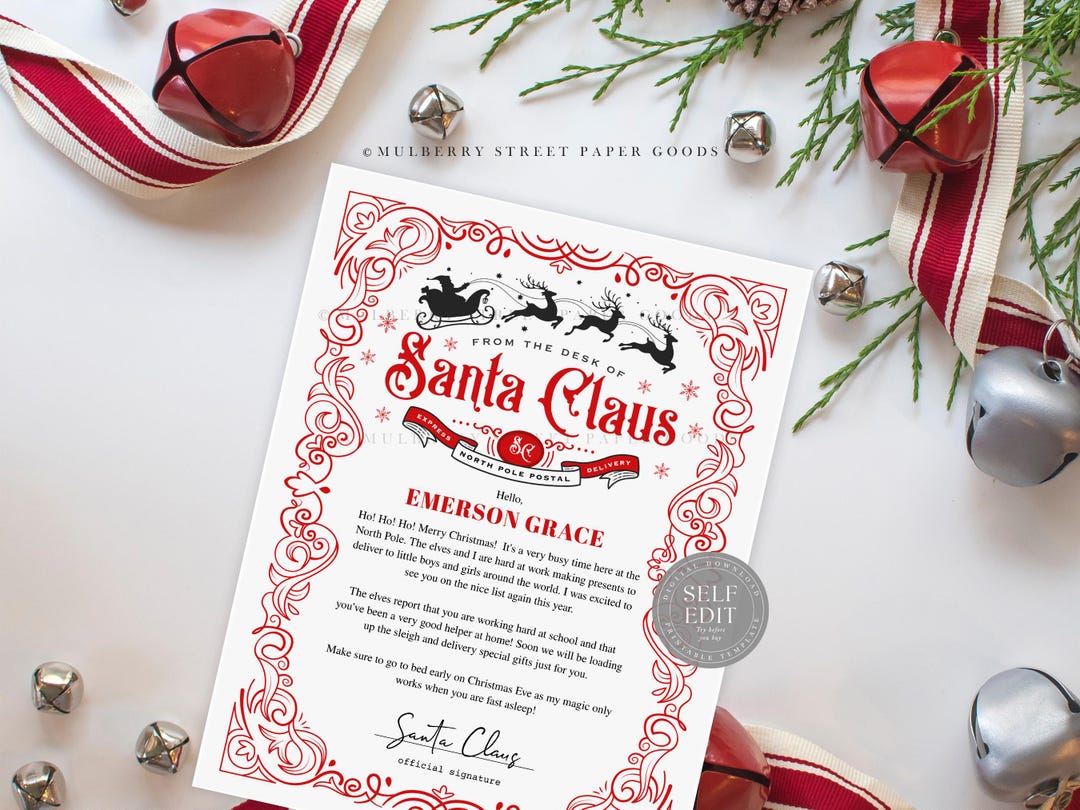 Editable Letter From Santa Printable Digital Download Canva Template ...