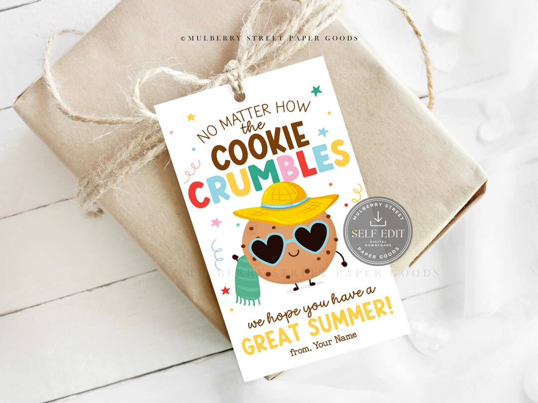 Last Day of School Teacher Gift Tag Printable Summer Cookie Thank You ...