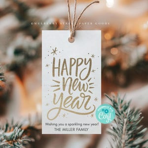 Printable Happy New Year Gift Tag, Instant Download New Year Favor Tag, Personalized New Year Tag, Edit with Corjl image 8
