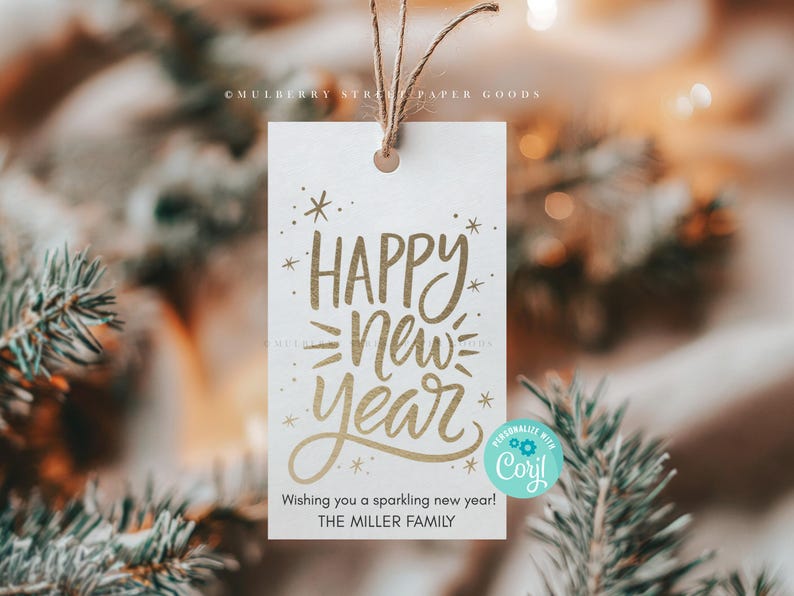 Printable Happy New Year Gift Tag, Instant Download New Year Favor Tag, Personalized New Year Tag, Edit with Corjl image 8