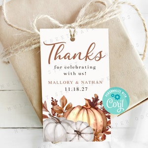 Volledig bewerkbaar herfstcadeaulabel, herfsttraktatietasje cadeaulabel, alle tekst aanpasbaar met Corjl, instant download, herfsttag, Thanksgiving