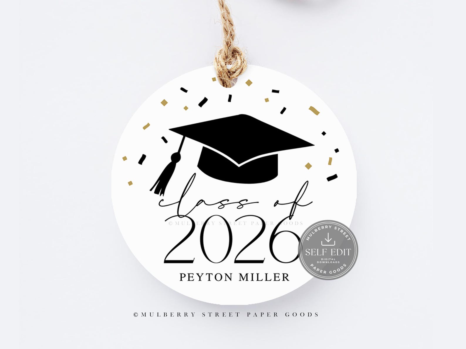 Graduation Round Label Editable Class of 2026 Graduation Label Printable Digital Download ...