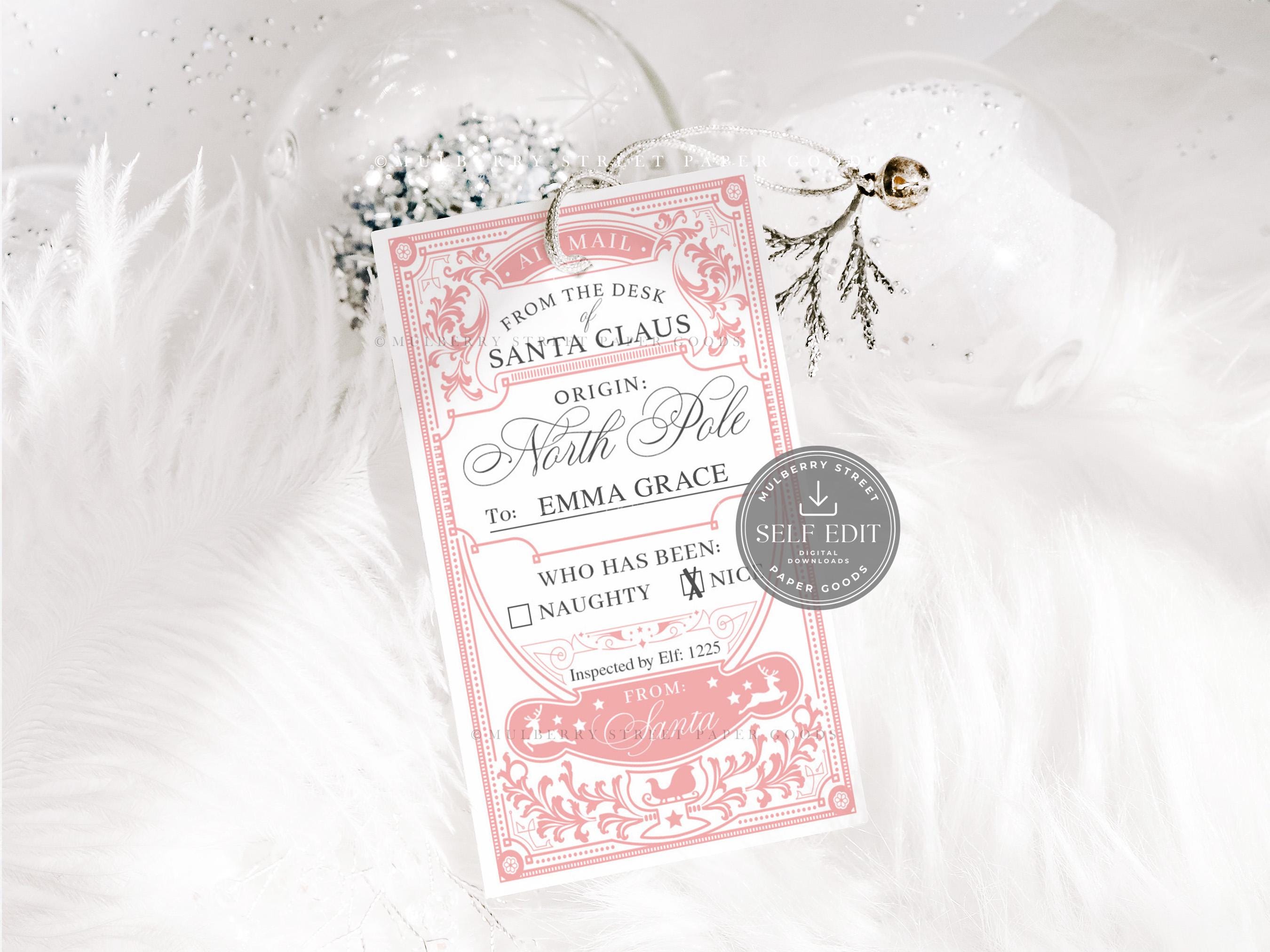 Printable Santa Claus Gift Tag Digital Download Canva Template North ...