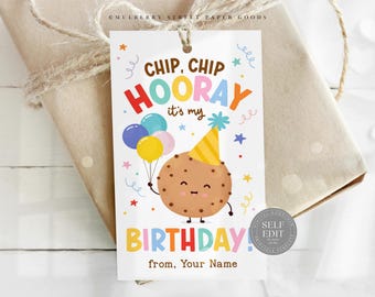 Chocolate Chip Cookie Birthday Gift Tag Digital Download Canva Template Birthday Party Favor Tag Classroom Treat Cookie Tag Printable Corjl