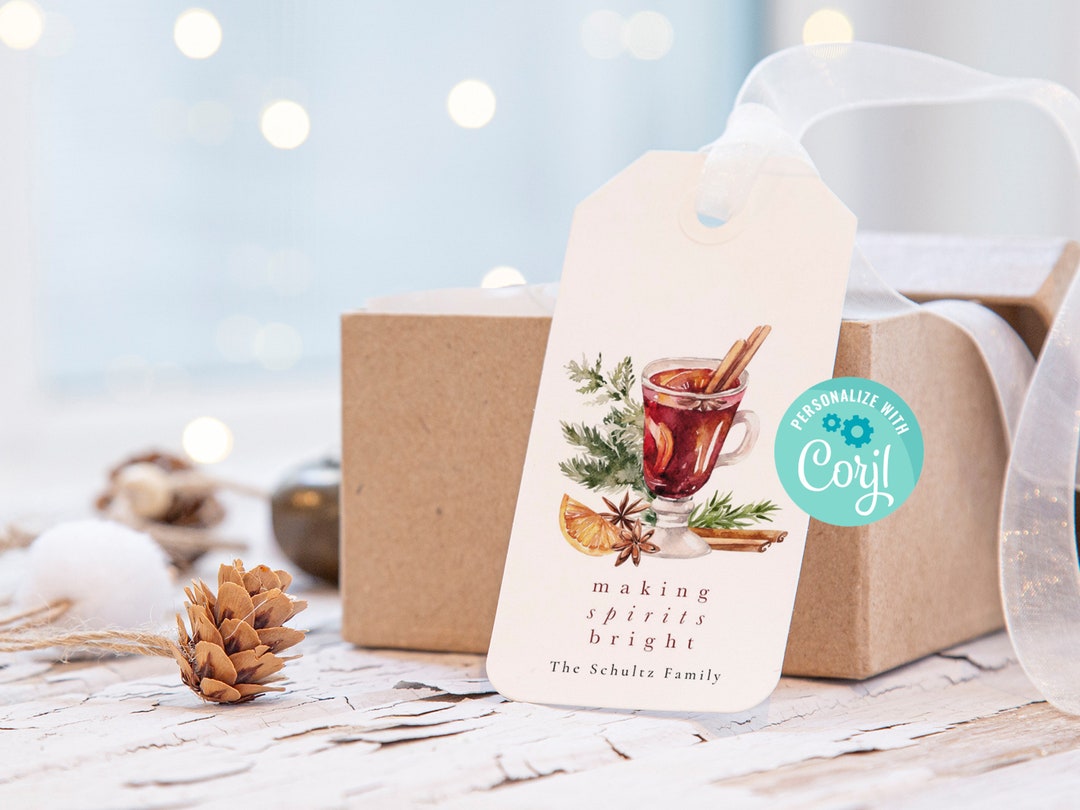 Printable Making Spirits Bright Tag, Instant Download Spirits Bright Gift Tag, Mulled Wine Gift ...