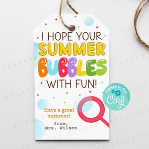 Espero que tu verano esté repleto de diversión Etiqueta de regalo de fin de año escolar, etiqueta de regalo para el último día de clases para estudiantes o maestros, personaliza con Corjl