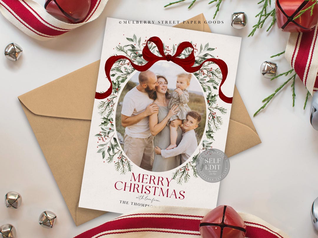 Editable Christmas Card Printable Digital Download Watercolor Coquette ...