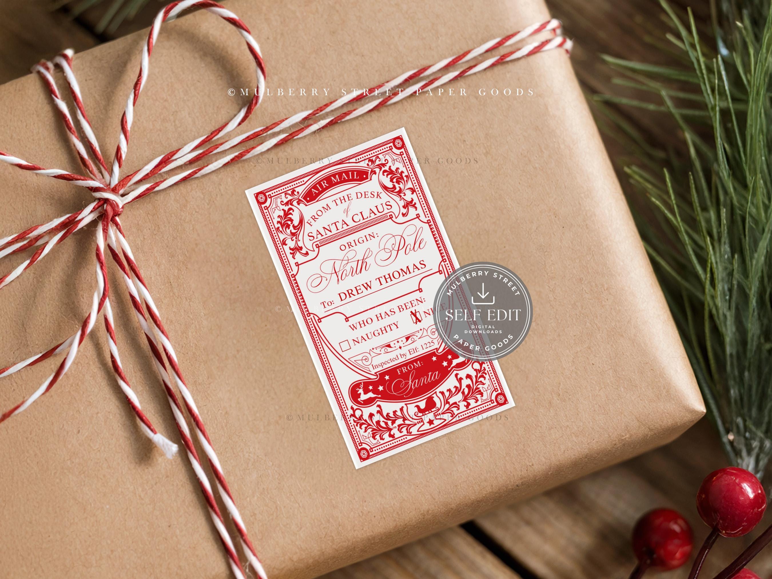 Santa Claus Gift Tag Printable Digital Download Editable Christmas Tag ...
