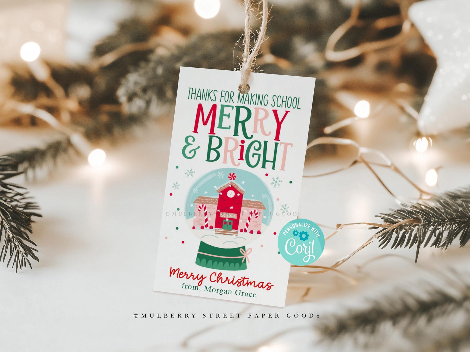 School Christmas Gift Tag Printable Thanks for Making School Merry and ...