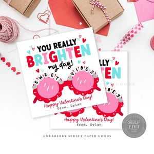 Leuke zonnebril Valentijnscadeaukaartje Vriendschapskralen Zonnebril Klaslokaal Valentijn Cadeaukaartje zonder snoep Afdrukbaar Valentijnsdag Feestje
