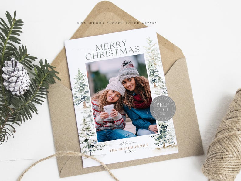 Editable Christmas Card Printable Digital Download Custom Holiday Photo ...