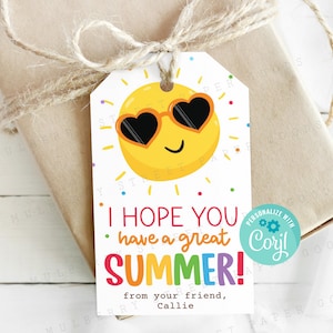 Ich hoffe, Sie haben eine tolle druckbare Geschenkanhänger-Vorlage für den Sommer Letzter Schultag Sommer Geschenkanhänger Lehrer oder Schüler Geschenkanhänger Personalisieren Sie mit Corjl