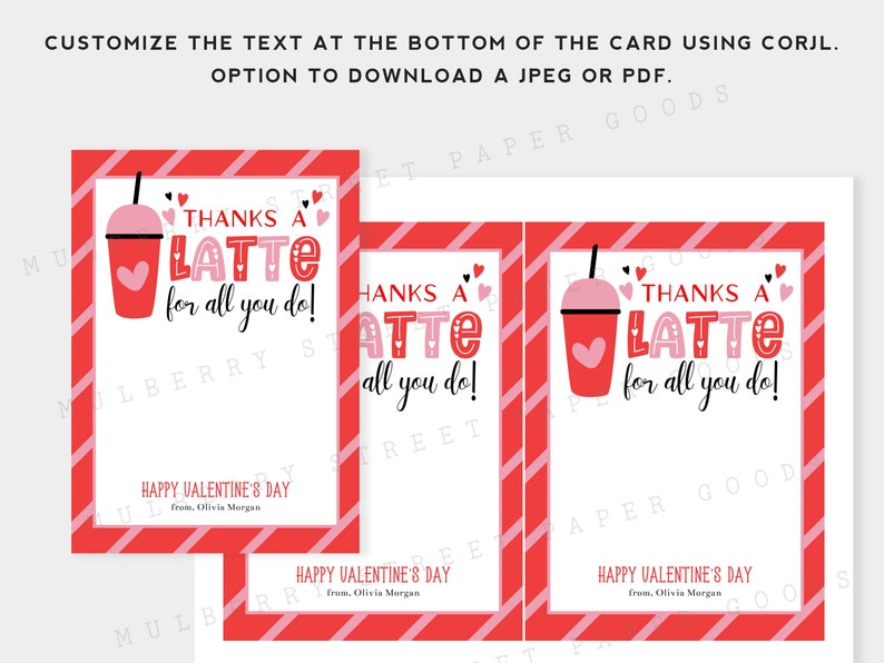 Printable Thanks a Latte for All You Do Valentine's Day Coffee Gift ...