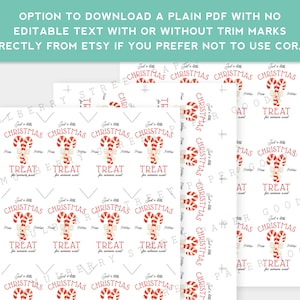 Printable Christmas Treat Gift Tag, Candy Cane Christmas Bag Tag ...