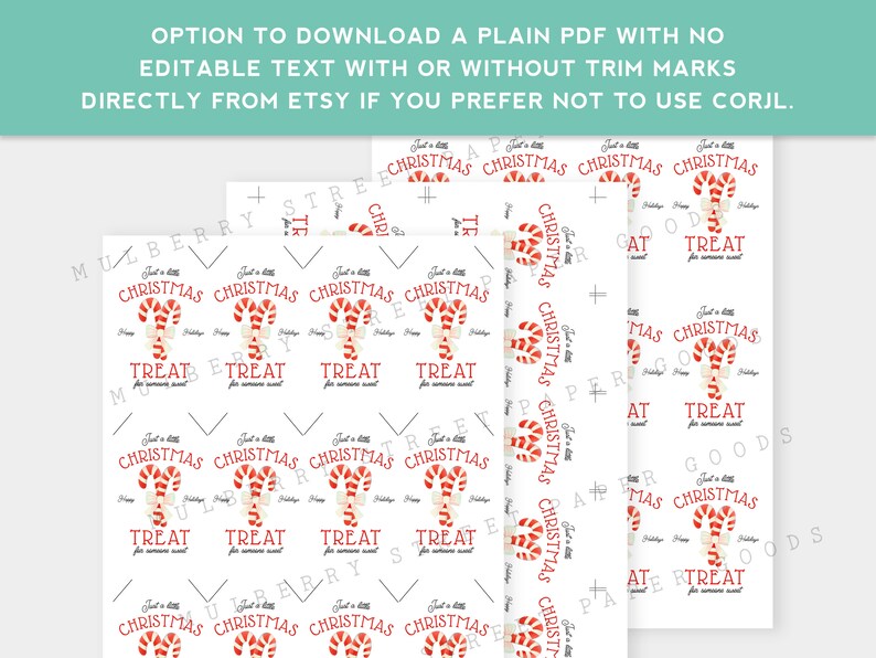 Printable Christmas Treat Gift Tag, Candy Cane Christmas Bag Tag ...