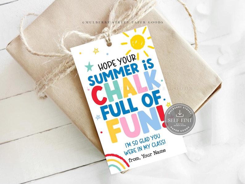 Sidewalk Chalk Summer Gift Tag Canva Template, Printable Last Day of ...