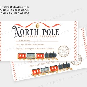 Printable and Editable North Pole Express Delivery Gift Certificate ...