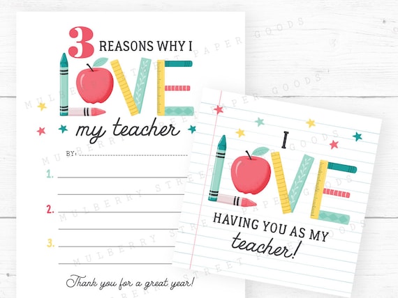 Why I Love My Teacher Printable I Love Having You as My | Etsy