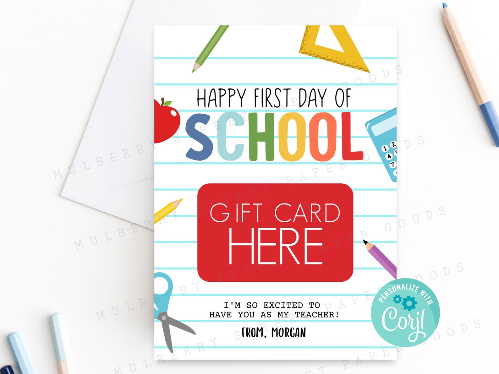 Printable First Day of School Gift Card Holder, Welcome Back to School ...
