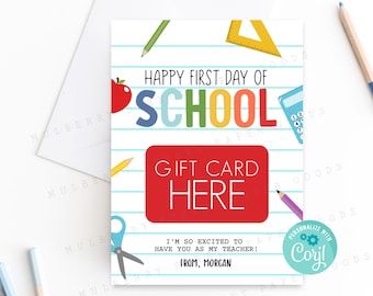Printable First Day of School Gift Card Holder, Welcome Back to School ...