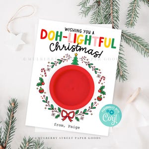 Weihnachten Knetmasse druckbare Kartenhalter Instant Download Kinder Weihnachtsstrumpf Stuffer Urlaub Klasse Geschenk Christmas Party Favor Corjl