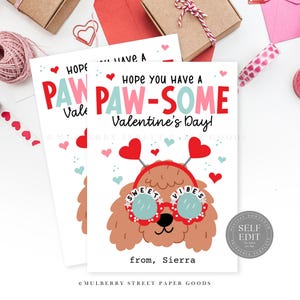 Carte Saint-Valentin chien mignon imprimable chiot tendance Saint-Valentin carte téléchargement numérique chien salle de classe Saint-Valentin cadeau pour ami Corjl
