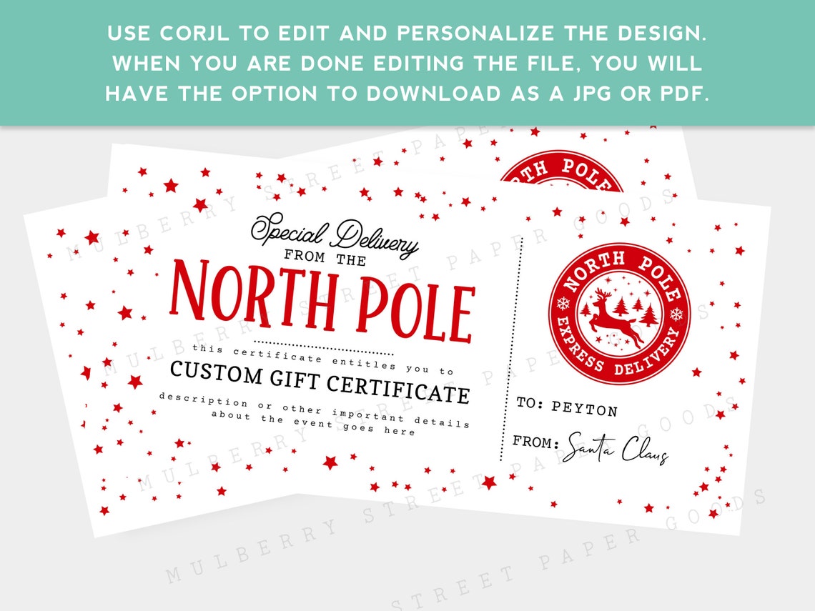 Printable Special Delivery From the North Pole Custom - Etsy