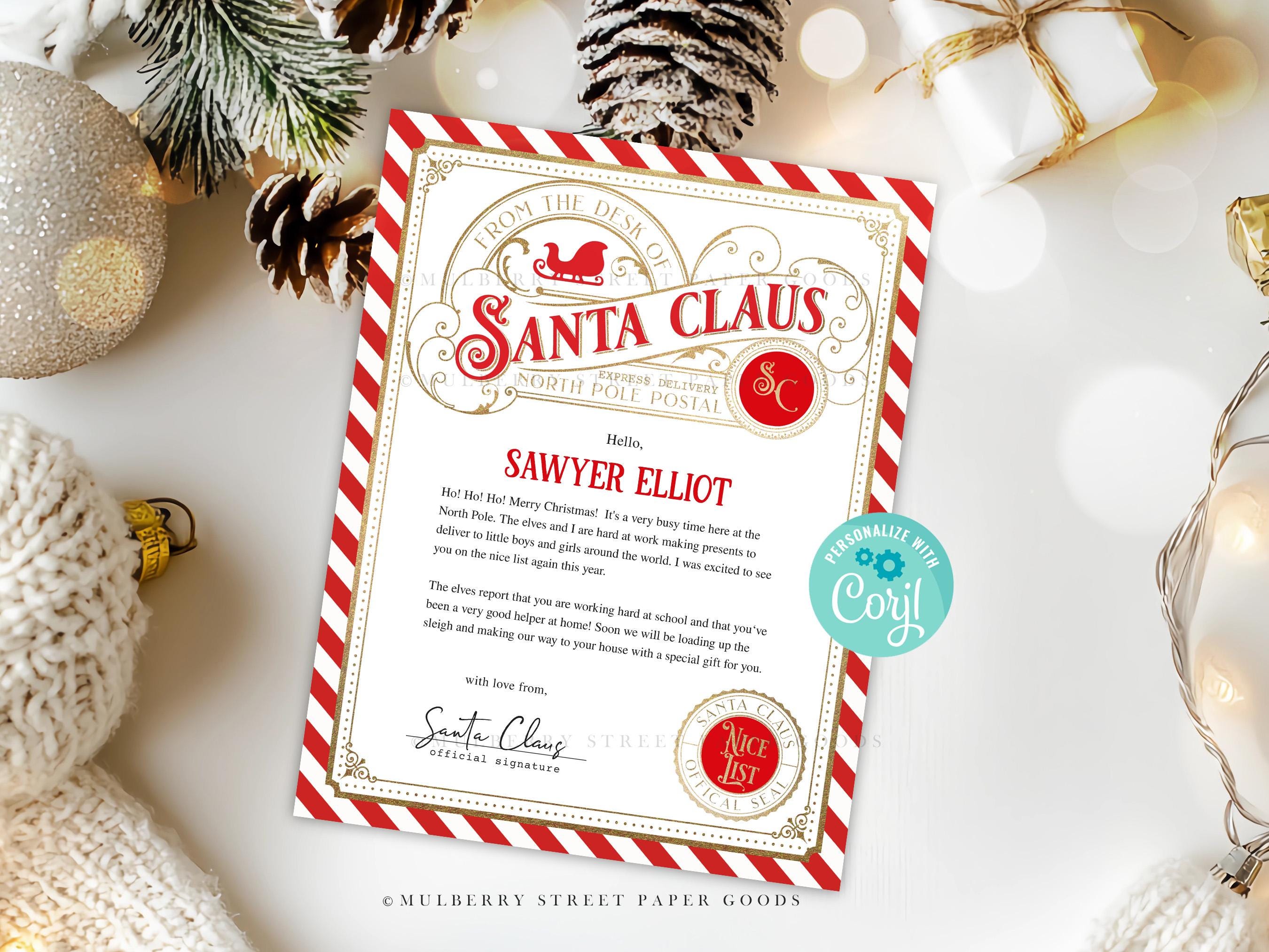 Editable Letter From Santa Claus Canva Template Digital Personalized ...