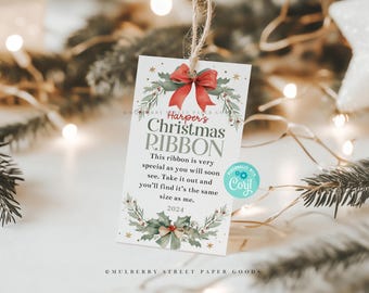 Ruban de Noël personnalisé étiquette cadeau imprimable ruban de Noël pour enfants ornement souvenir téléchargement numérique ruban de Noël modifiable Corjl