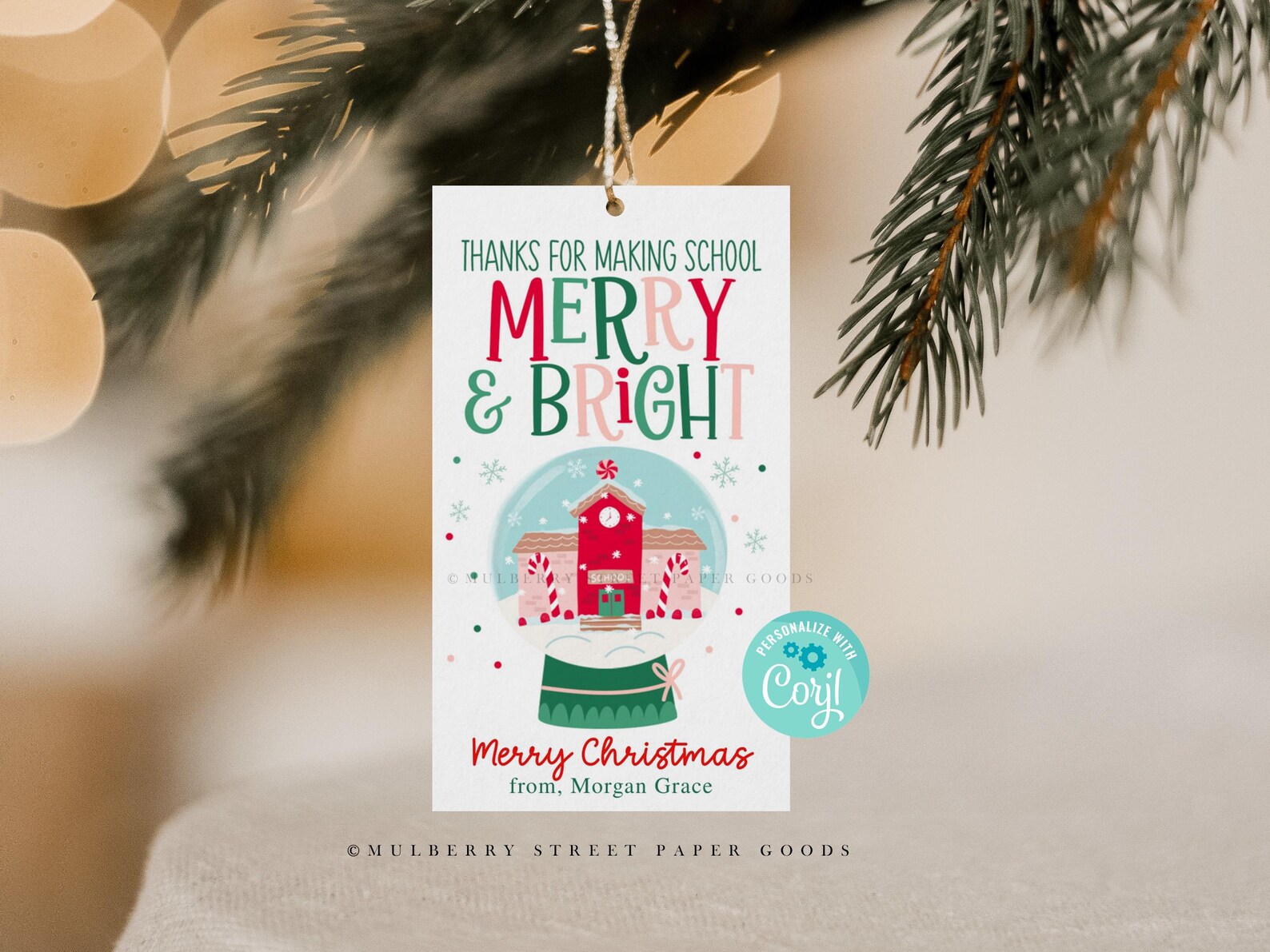 School Christmas Gift Tag Printable Thanks for Making School Merry and ...