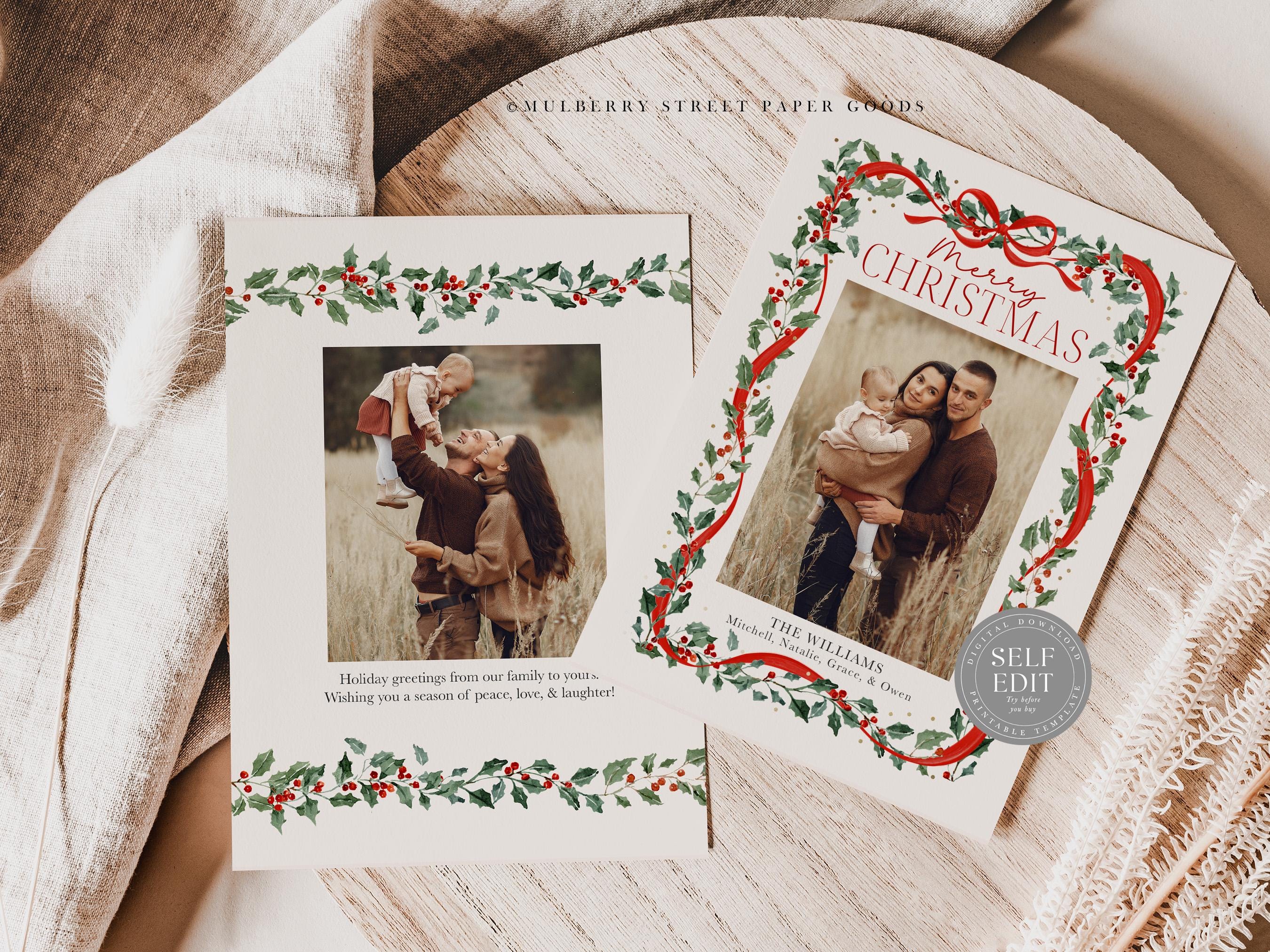 Merry Christmas Photo Card Printable Digital Download Personalized ...