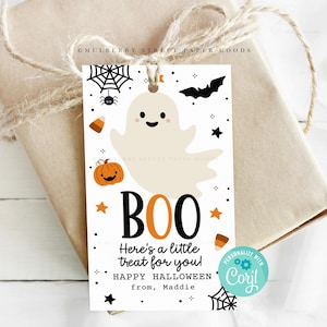 Bearbeitbarer Halloween Boo Tag Sofortiger Download Boo Korb Tag Druckbarer gruseliger Geist Süßes oder Saures Tag Halloween Party Favor Digitaler Download