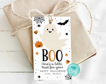 Editable Halloween Boo Tag Instant Download Boo Basket Tag Printable Spooky Ghost Trick or Treat Tag Halloween Party Favor Digital Download