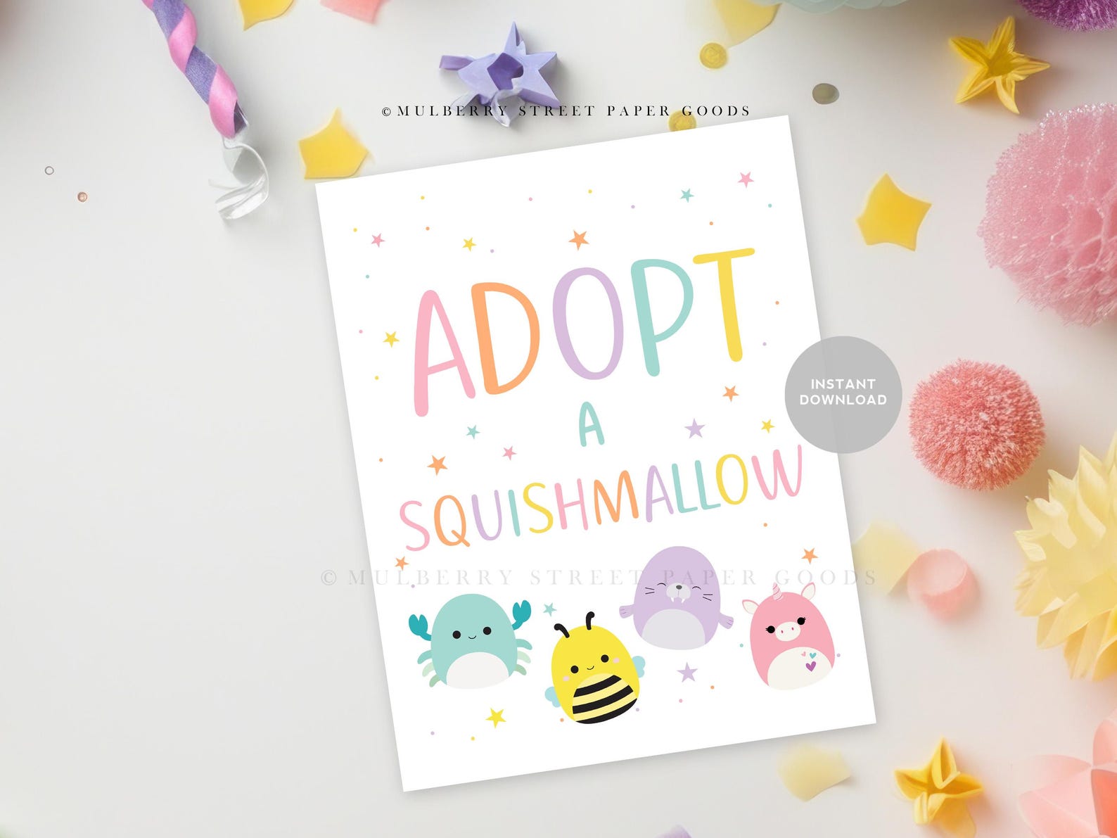 Instant Download Adopt A Squish Table Sign Printable Plush Toy Editable ...