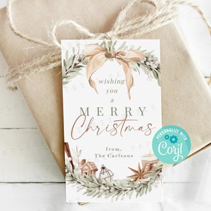 Bewerkbaar Ik wens je een vrolijk kerstfeest Cadeaukaartje collega vriend leraar waardering partij gunst Direct downloaden Bewerken met Corjl