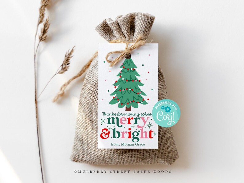 Editable Christmas Gift Tag Printable Thank You for Making School Merry ...