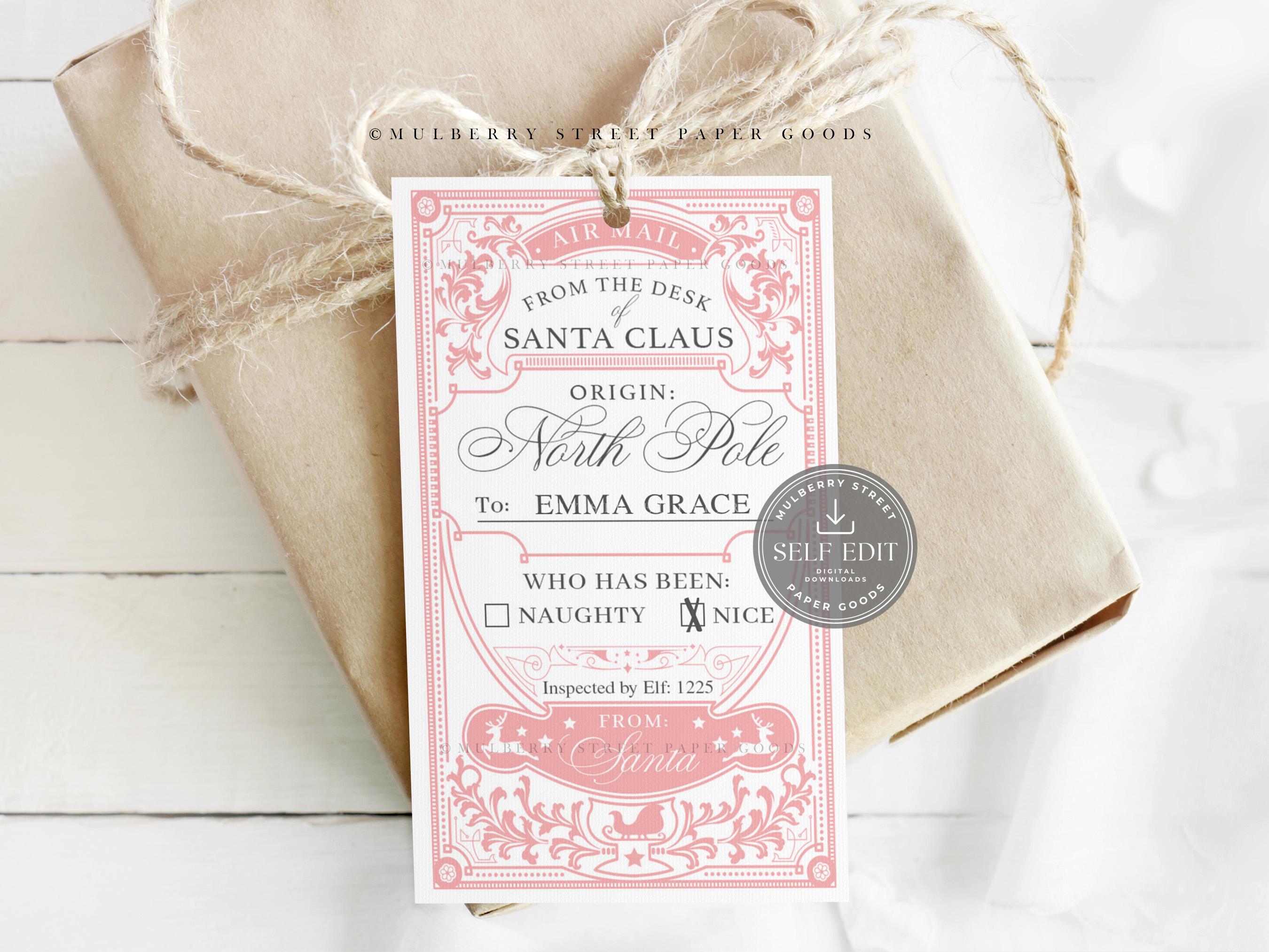 Printable Santa Claus Gift Tag Digital Download Canva Template North ...