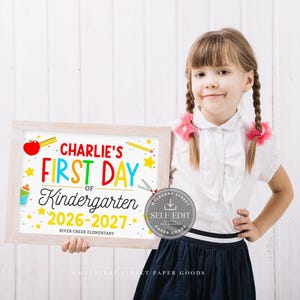 Plantilla de Canva para cartel personalizado del primer día de clases, editable e imprimible (tamaño carta, descarga digital de Corjl) imagen 4