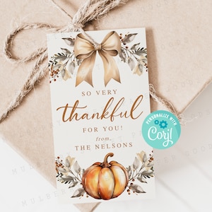 So sehr dankbar für Sie Erntedank Geschenkanhänger druckbar Alle Text vollständig bearbeitbar Herbst Danke Geschenkanhänger Gastgeberin Geschenk Sofortdownload Corjl