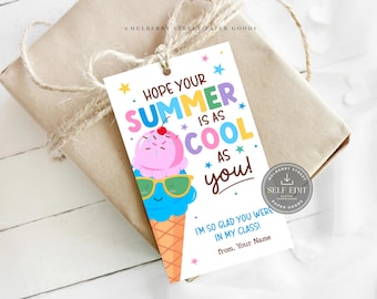 Hope Your Summer Is Cool as You Ice Cream Gift Tag Canva Template Digital Download