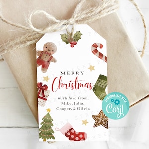 Volledig bewerkbaar kerstcadeaukaartje, alle tekst bewerkbaar cadeaukaartje voor de feestdagen, maak je eigen cadeaukaartje, aangepast kerstcadeaukaartje, bewerken met Corjl
