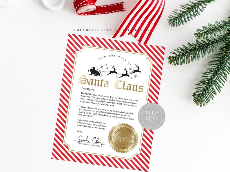Editable Letter From Santa Canva Template Digital Download Letter From ...