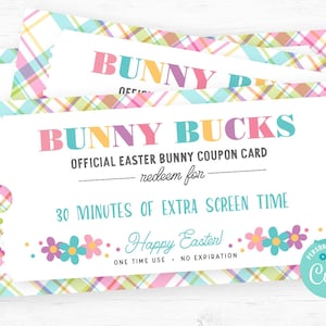Easter Bunny Bucks Canva Template Digital Download Easter Printable Play Money Kids Non Candy Easter Egg Stuffer Easter Basket Coupon Corjl