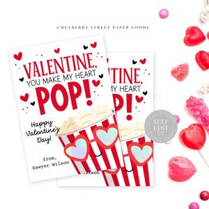 Popcorn Valentine Printable Poppin&#39; Valentine&#39;s Day Tag Classroom Valentine Popcorn Tag Printable Valentine Card For Kids Popping Valentine