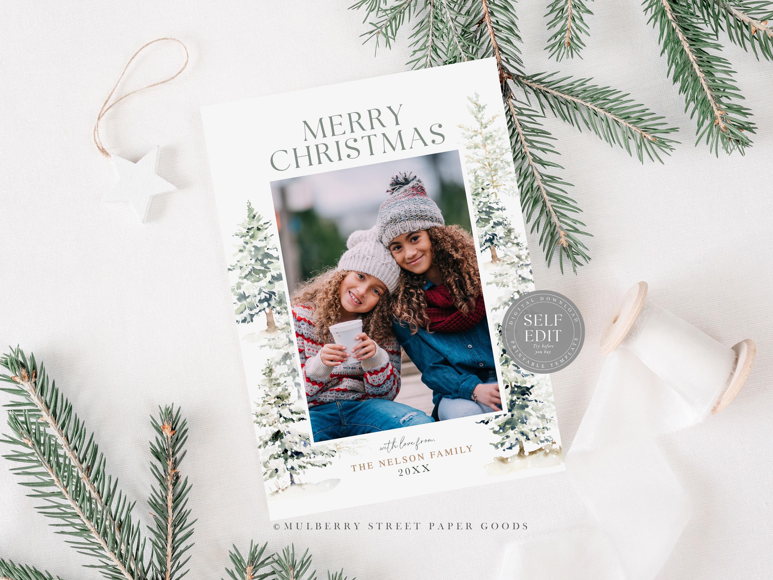 Editable Christmas Card Printable Digital Download Custom Holiday Photo ...