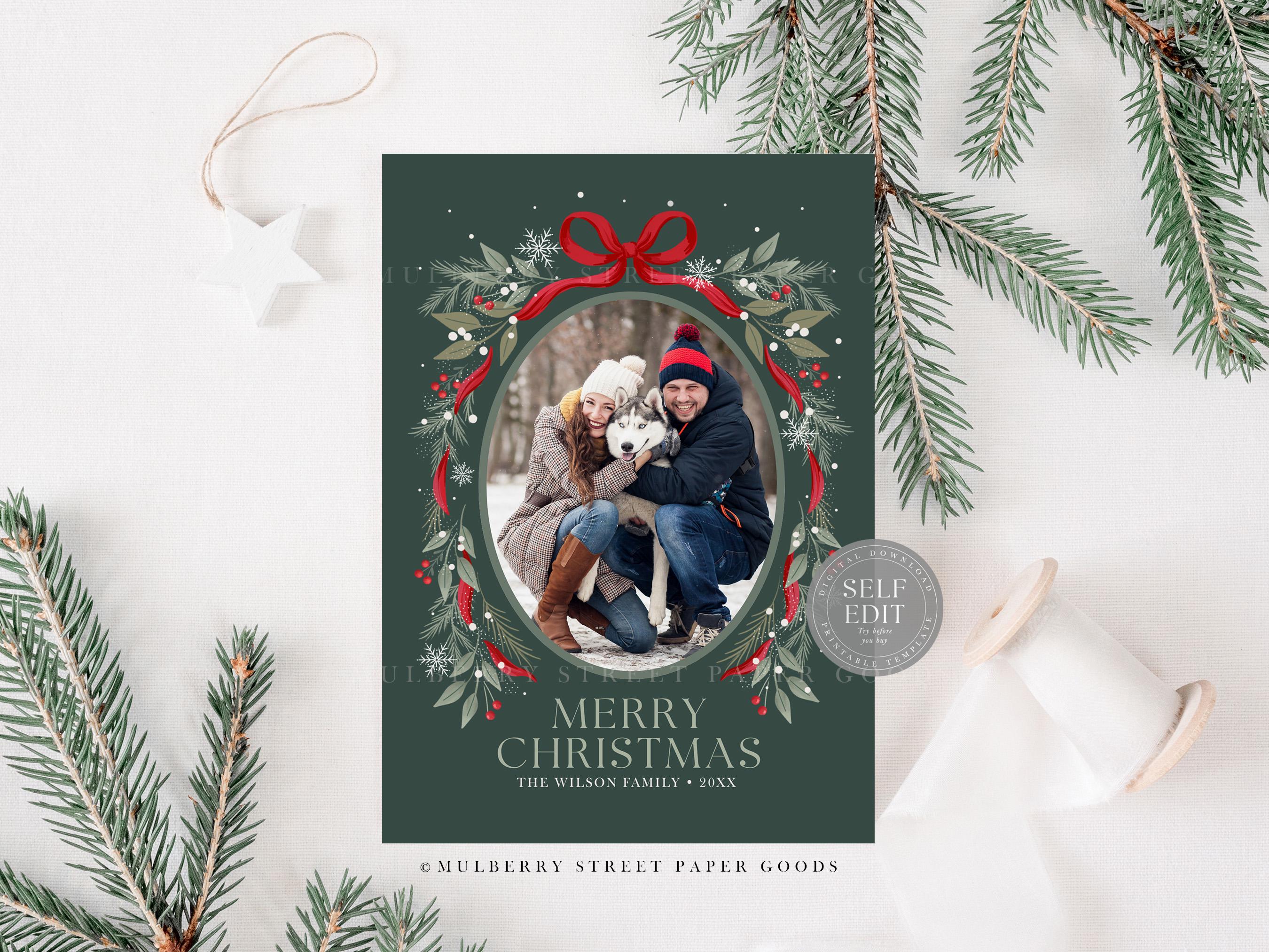 Editable Christmas Card Printable Digital Download Personalized Photo ...
