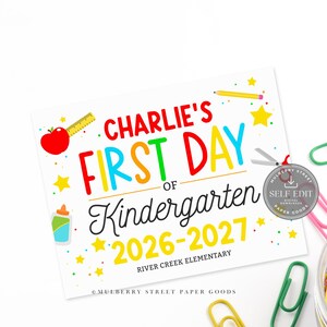 Plantilla de Canva para cartel personalizado del primer día de clases, editable e imprimible (tamaño carta, descarga digital de Corjl) imagen 9