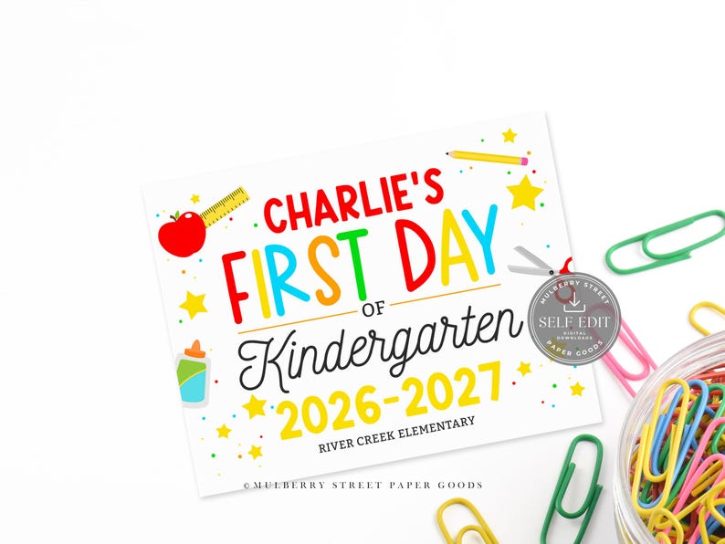Plantilla de Canva para cartel personalizado del primer día de clases, editable e imprimible (tamaño carta, descarga digital de Corjl) imagen 9