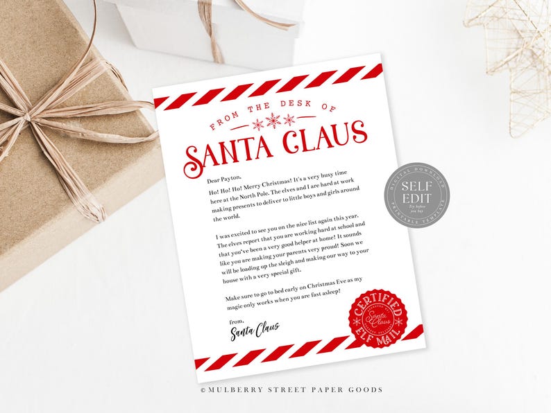Editable Letter From Santa Canva Template Digital Download Personalized ...