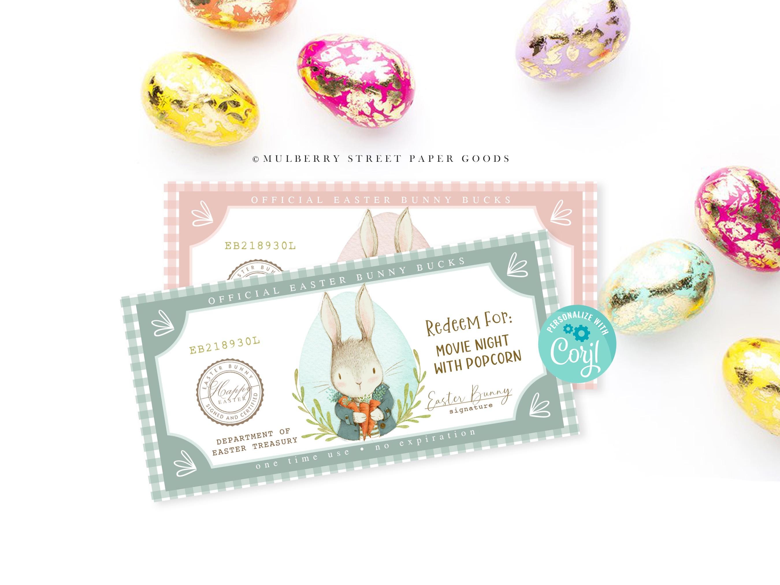 Printable Easter Bunny Bucks Digital Download Easter Bunny Dollar Bill ...